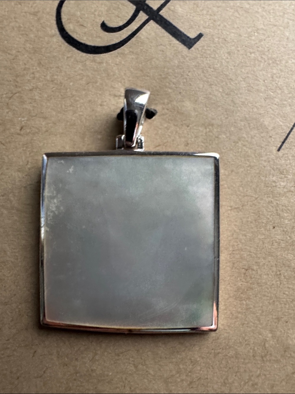 Sterling Silver White Mother-of-Pearl Square Pendant - Picture 5 of 5
